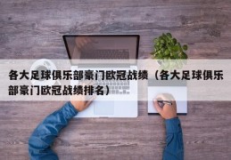 各大足球俱乐部豪门欧冠战绩（各大足球俱乐部豪门欧冠战绩排名）